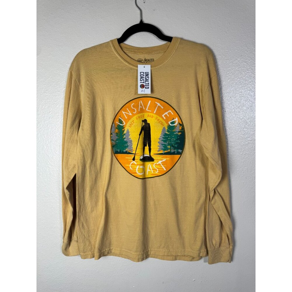 Unsalted‎ Coast Yellow Long Sleeve Graphic Tee Size Medium 100% Cotton basics